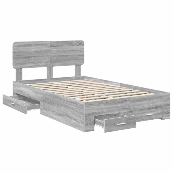 Bettrahmen Graues Sonoma 135 x 190 cm Holzwerkstoff