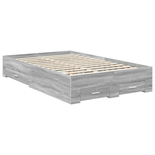 Bettrahmen Graues Sonoma 135 x 190 cm Holzwerkstoff