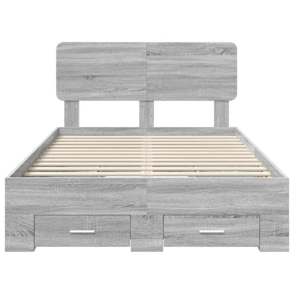 Bettrahmen Graues Sonoma 135 x 190 cm Holzwerkstoff