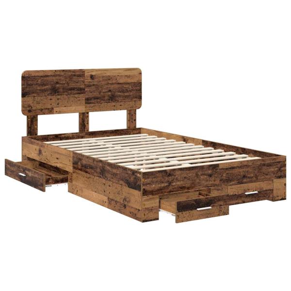 Bettrahmen mit Kopfteil Altholz 120 x 190 cm Holzwerkstoff