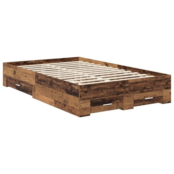 Bettrahmen mit Kopfteil Altholz 120 x 190 cm Holzwerkstoff