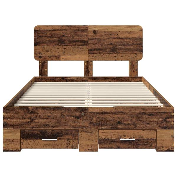 Bettrahmen mit Kopfteil Altholz 120 x 190 cm Holzwerkstoff