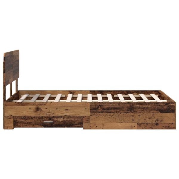 Bettrahmen mit Kopfteil Altholz 120 x 190 cm Holzwerkstoff