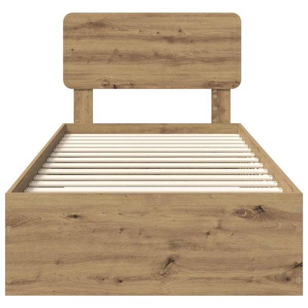 ARDEBO.de - Bettrahmen mit Kopfteil Artisan-Eiche 90 x 200 cm Holzwerkstoff