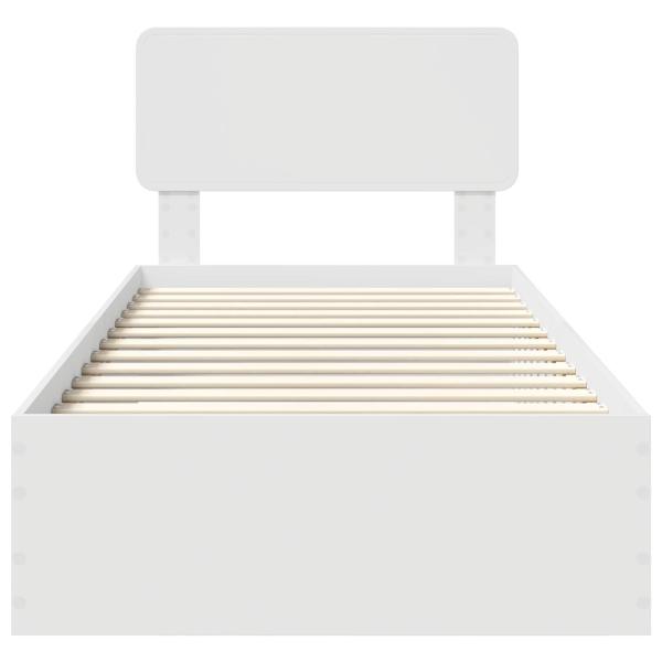 Bettrahmen mit Kopfteil Weiß 90 x 190 cm Holzwerkstoff