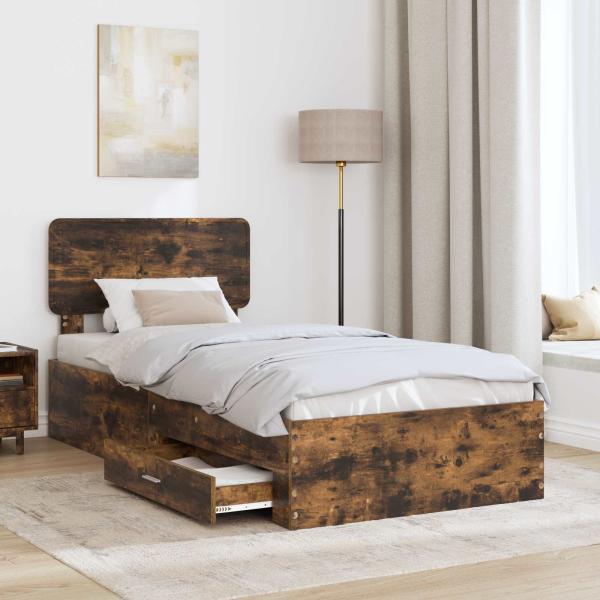 Bettrahmen Geräucherte Eiche 90 x 190 cm Holzwerkstoff