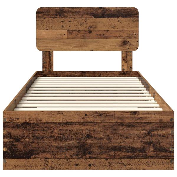 Bettrahmen mit Kopfteil Altholz 90 x 190 cm Holzwerkstoff