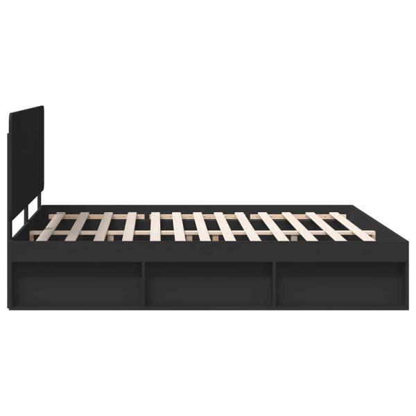 Bettrahmen Schwarz 200 x 200 cm Massives Kiefernholz