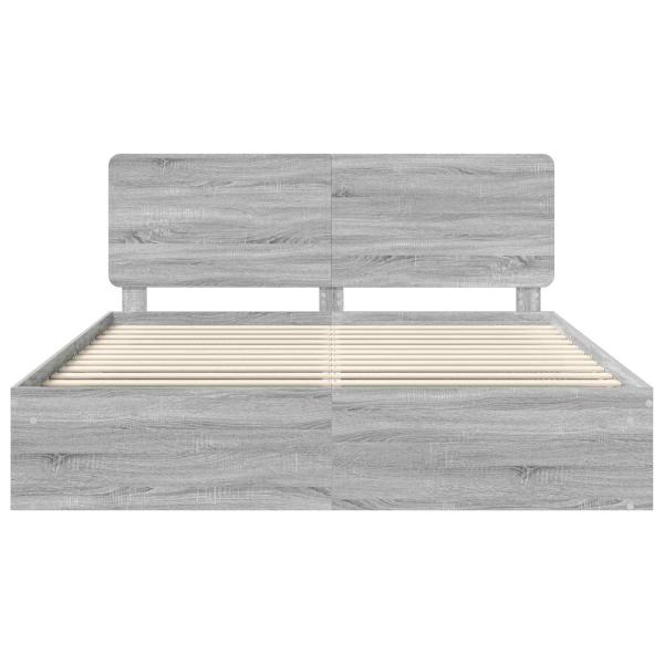 Bettrahmen Graues Sonoma 200 x 200 cm Massives Kiefernholz