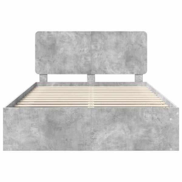 Bettrahmen mit Kopfteil Beton 140 x 200 cm Massives Kiefernholz