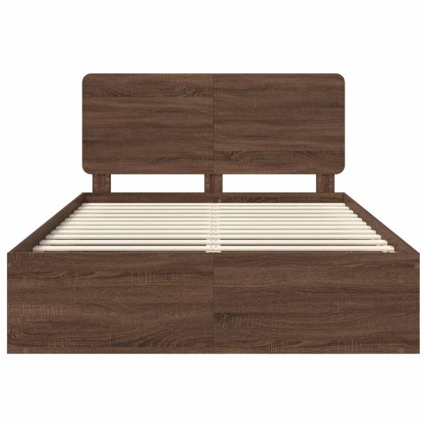 Bettrahmen Braun Eichen-Optik 140 x 200 cm Massives Kiefernholz