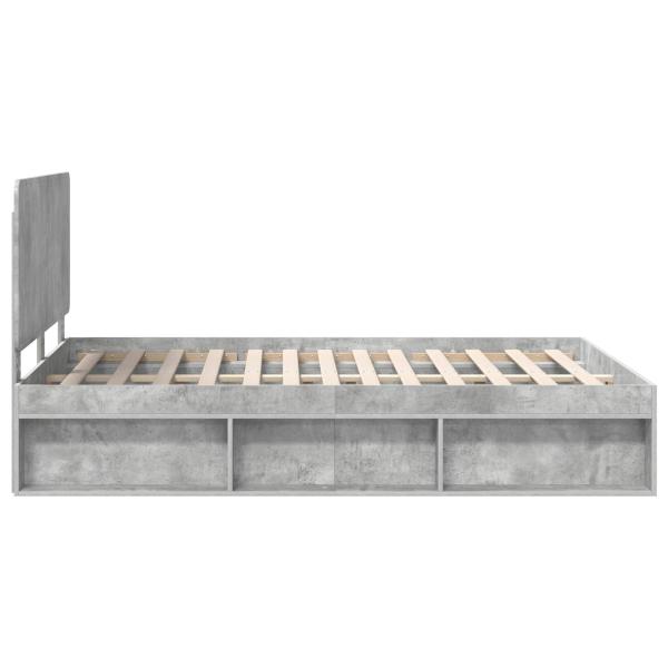 Bettrahmen mit Kopfteil Beton 140 x 190 cm Massives Kiefernholz