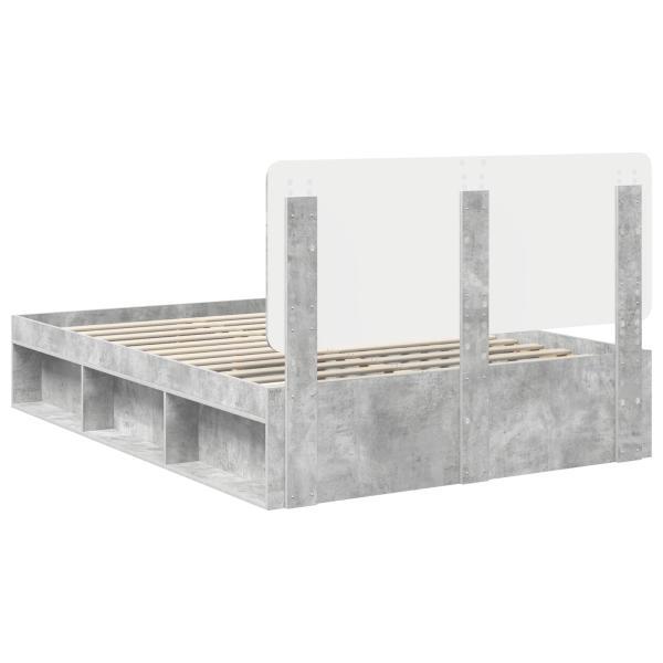 Bettrahmen mit Kopfteil Beton 140 x 190 cm Massives Kiefernholz
