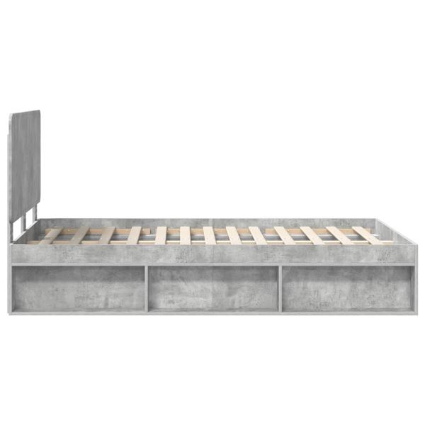 Bettrahmen Beton Grau 135 x 190 cm Massives Kiefernholz