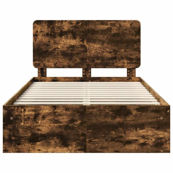 Bettrahmen Geräucherte Eiche 135 x 190 cm Massives Kiefernholz