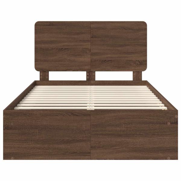 Bettrahmen Braun Eichen-Optik 120 x 190 cm Massives Kiefernholz