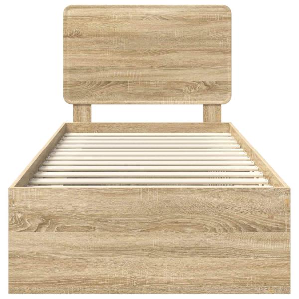 Bettrahmen Sonoma-Eiche 90 x 200 cm Massives Kiefernholz