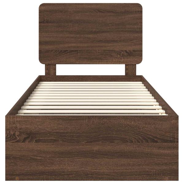 Bettrahmen Braun Eichen-Optik 90 x 190 cm Massives Kiefernholz