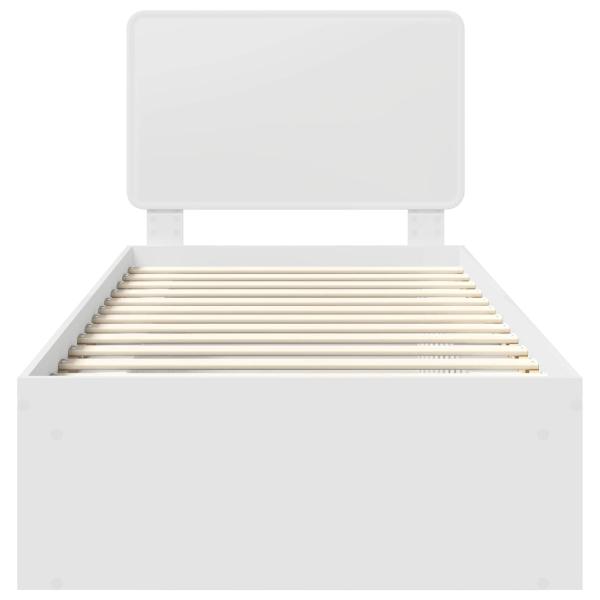 Bettrahmen mit Kopfteil Weiß 75 x 190 cm Massives Kiefernholz