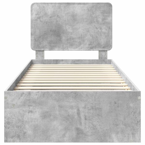 Bettrahmen Beton Grau 75 x 190 cm Massives Kiefernholz
