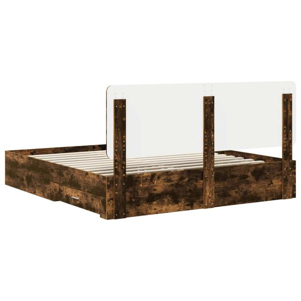 Bettrahmen Geräucherte Eiche 200 x 200 cm Holzwerkstoff