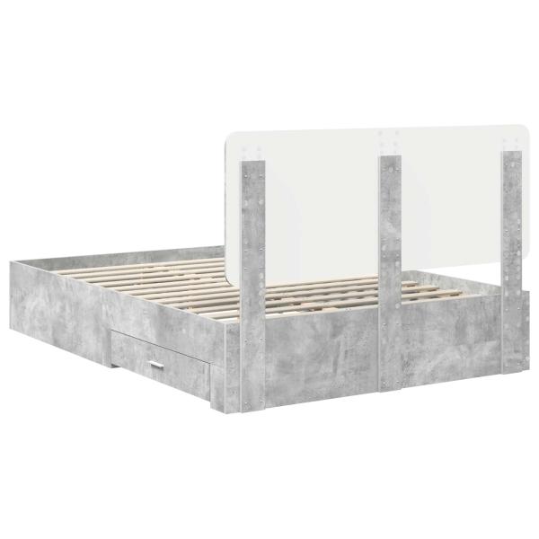 Bettrahmen mit Kopfteil Beton Grau 160 x 200 cm Holzwerkstoff