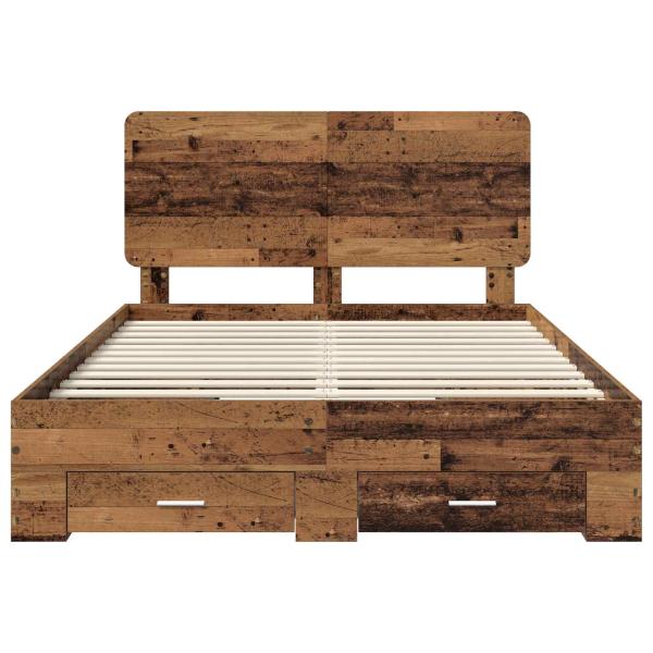 Bettrahmen mit Kopfteil Altholz 140 x 190 cm Holzwerkstoff