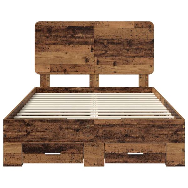 Bettrahmen mit Kopfteil Altholz 120 x 200 cm Holzwerkstoff
