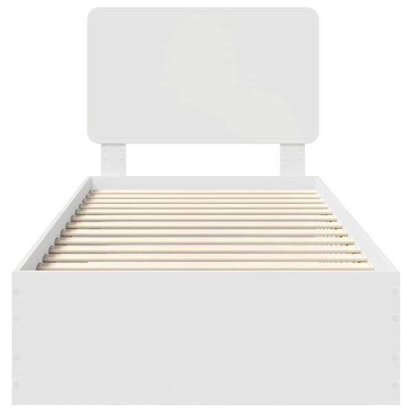 Bettrahmen mit Kopfteil Weiß 90 x 200 cm Holzwerkstoff