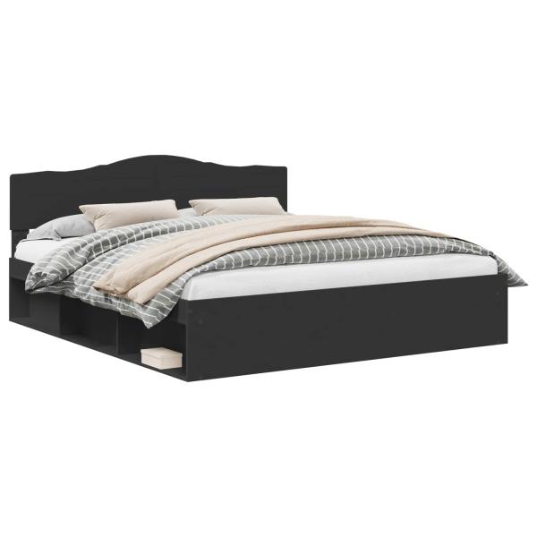 Bettrahmen Schwarz 180 x 200 cm Massives Kiefernholz