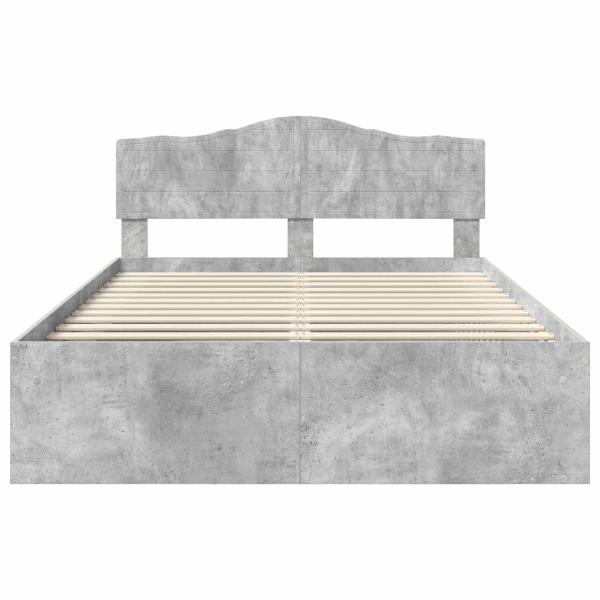 Bettrahmen Beton Grau 150 x 200 cm Massives Kiefernholz