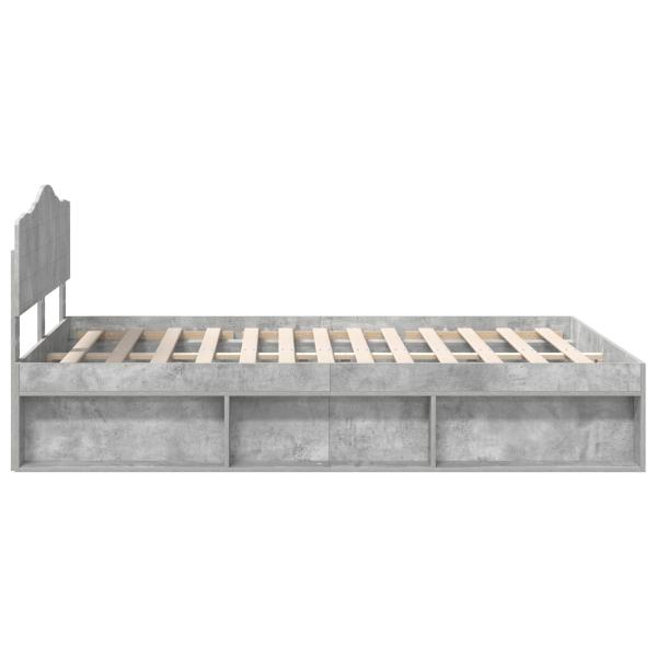 Bettrahmen mit Kopfteil Beton 140 x 200 cm Massives Kiefernholz