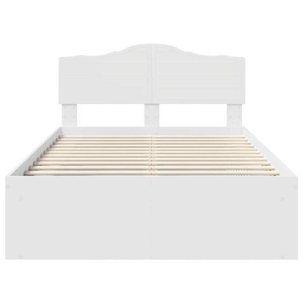 Bettrahmen mit Kopfteil Weiß 135 x 190 cm Massives Kiefernholz