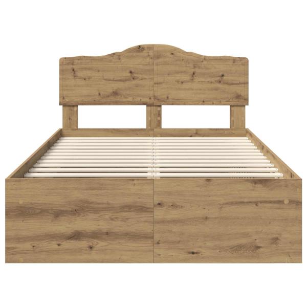 Bettrahmen mit Kopfteil Kunsthandwerk Eiche 135 x 190 cm