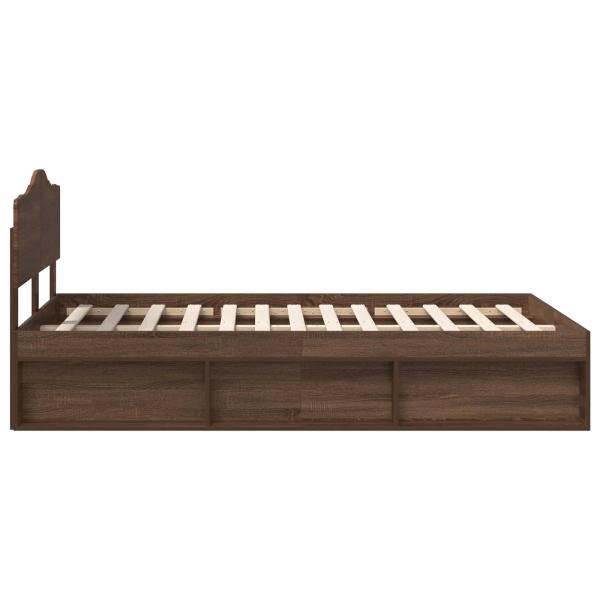 Bettrahmen Braun Eichen-Optik 120 x 190 cm Massives Kiefernholz