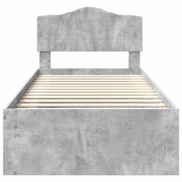 Bettrahmen mit Kopfteil Beton 90 x 200 cm Massives Kiefernholz