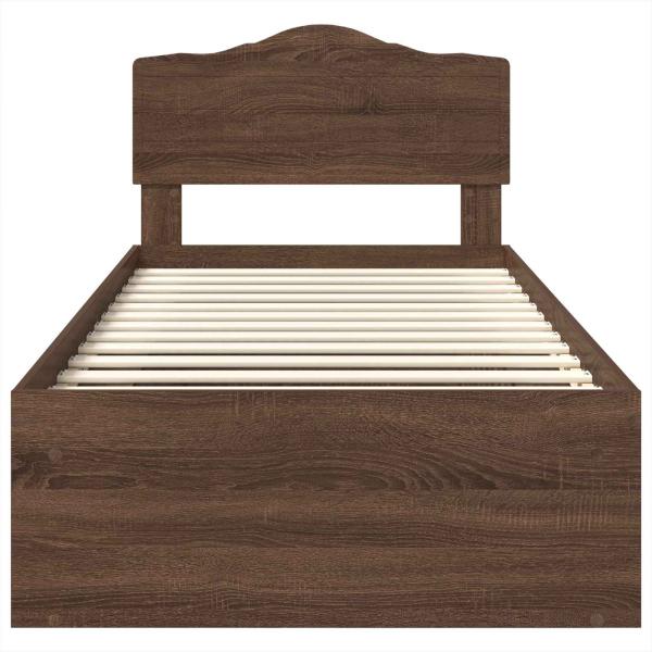 Bettrahmen Braun Eichen-Optik 90 x 200 cm Massives Kiefernholz