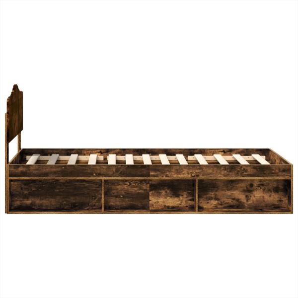 Bettrahmen Geräucherte Eiche 90 x 190 cm Massives Kiefernholz