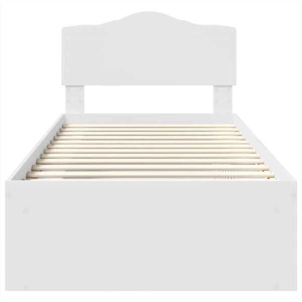 Bettrahmen mit Kopfteil Weiß 75 x 190 cm Massives Kiefernholz