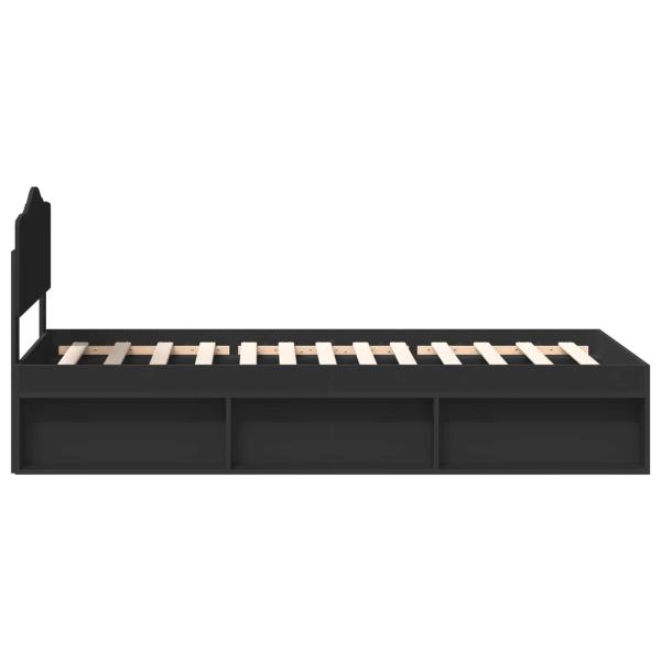 Bettrahmen Schwarz 75 x 190 cm Massives Kiefernholz