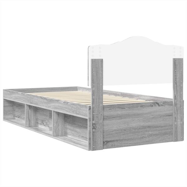 Bettrahmen Graues Sonoma 75 x 190 cm Massives Kiefernholz