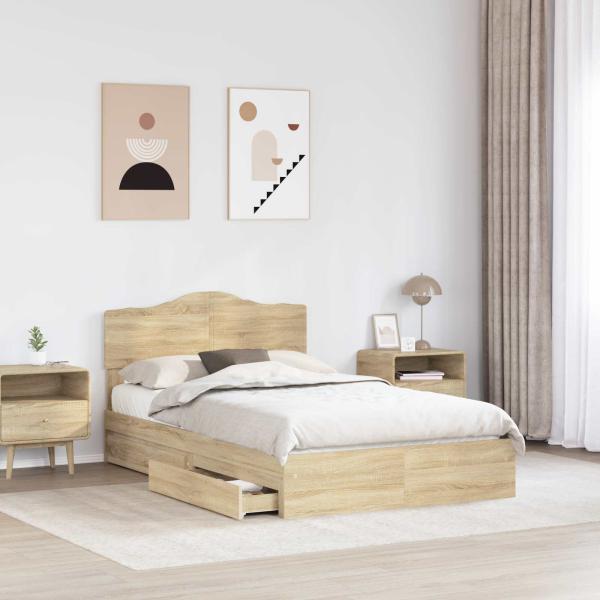 ARDEBO.de - Aufbewahrungsbett Sonoma-Eiche 120 x 200 cm Holzwerkstoff