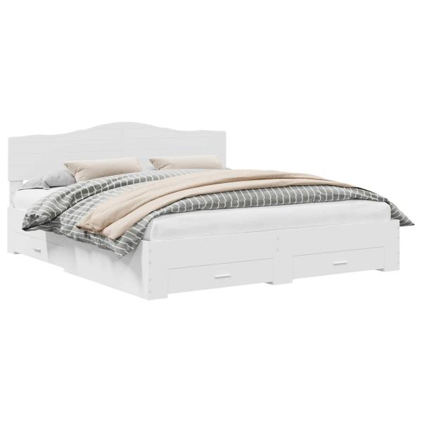 Bettrahmen mit Kopfteil Weiß 200 x 200 cm Holzwerkstoff