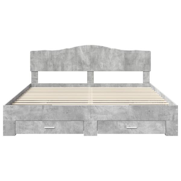 Bettrahmen mit Kopfteil Beton Grau 200 x 200 cm Holzwerkstoff