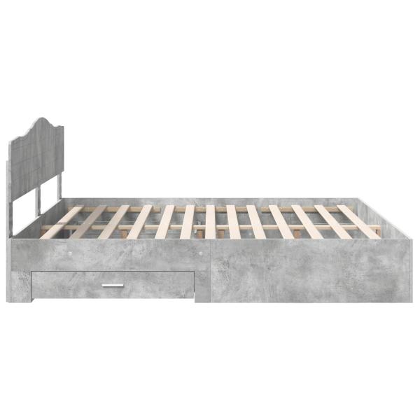 Bettrahmen mit Kopfteil Beton Grau 200 x 200 cm Holzwerkstoff