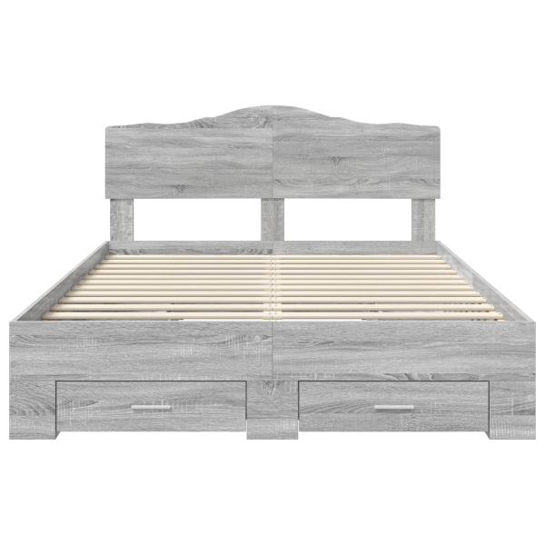 Bettrahmen Graues Sonoma 140 x 190 cm Holzwerkstoff