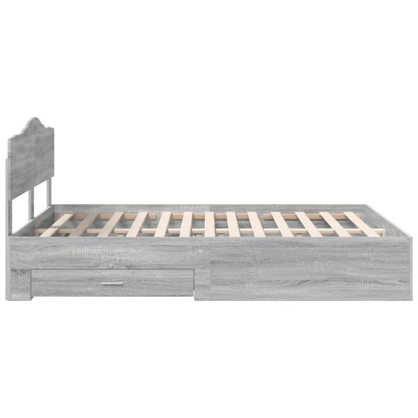 Bettrahmen Graues Sonoma 140 x 190 cm Holzwerkstoff