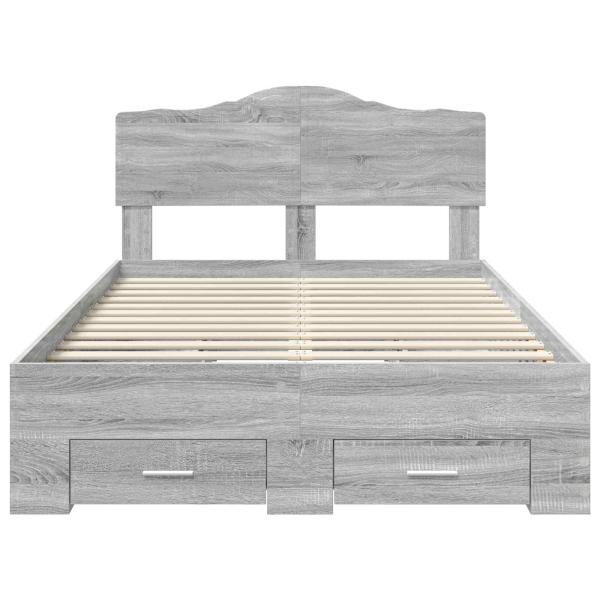 Bettrahmen Graues Sonoma 135 x 190 cm Holzwerkstoff