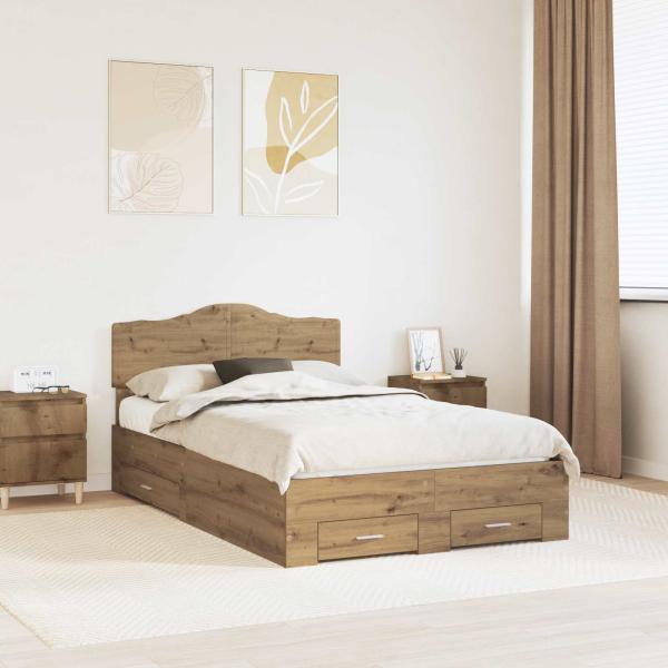 ARDEBO.de - Bettrahmen Artisan-Eiche 135 x 190 cm Holzwerkstoff
