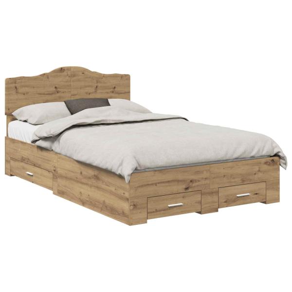 Bettrahmen Artisan-Eiche 135 x 190 cm Holzwerkstoff